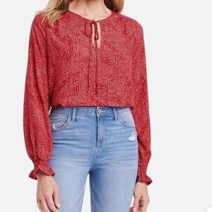 Knox Rose Blouse Long Sleeve Coral Red
